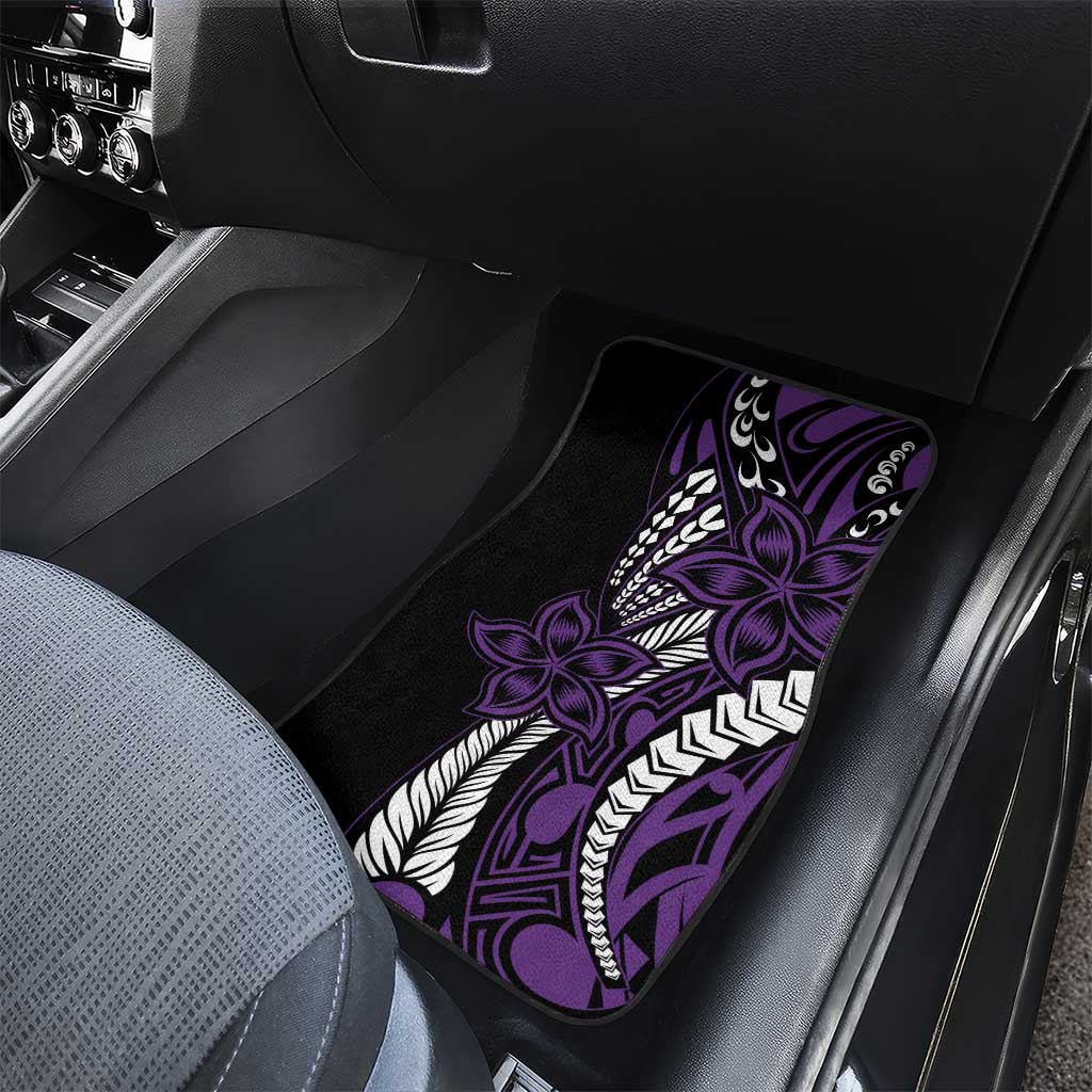 Polynesian Plumeria Floral Tattoo Pattern Car Mats Purple Style LT9 - Polynesian Pride