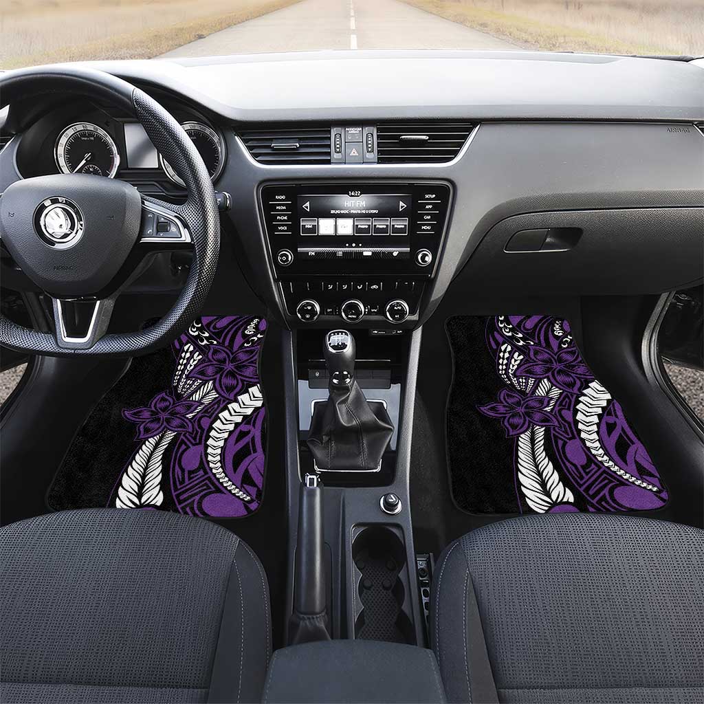 Polynesian Plumeria Floral Tattoo Pattern Car Mats Purple Style LT9 Set 2pcs - Front Purple - Polynesian Pride