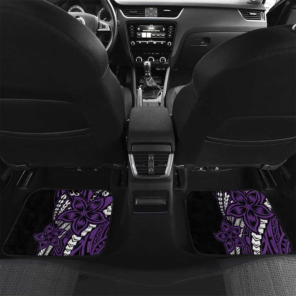 Polynesian Plumeria Floral Tattoo Pattern Car Mats Purple Style LT9 Set 2pcs - Back Purple - Polynesian Pride