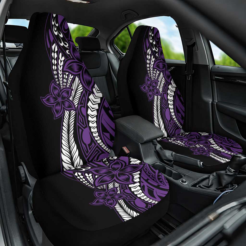 Polynesian Plumeria Floral Tattoo Pattern Car Seat Cover Purple Style