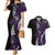 Polynesian Plumeria Floral Tattoo Pattern Couples Matching Mermaid Dress and Hawaiian Shirt Purple Style