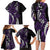 Polynesian Plumeria Floral Tattoo Pattern Family Matching Long Sleeve Bodycon Dress and Hawaiian Shirt Purple Style