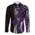 Polynesian Plumeria Floral Tattoo Pattern Family Matching Long Sleeve Bodycon Dress and Hawaiian Shirt Purple Style