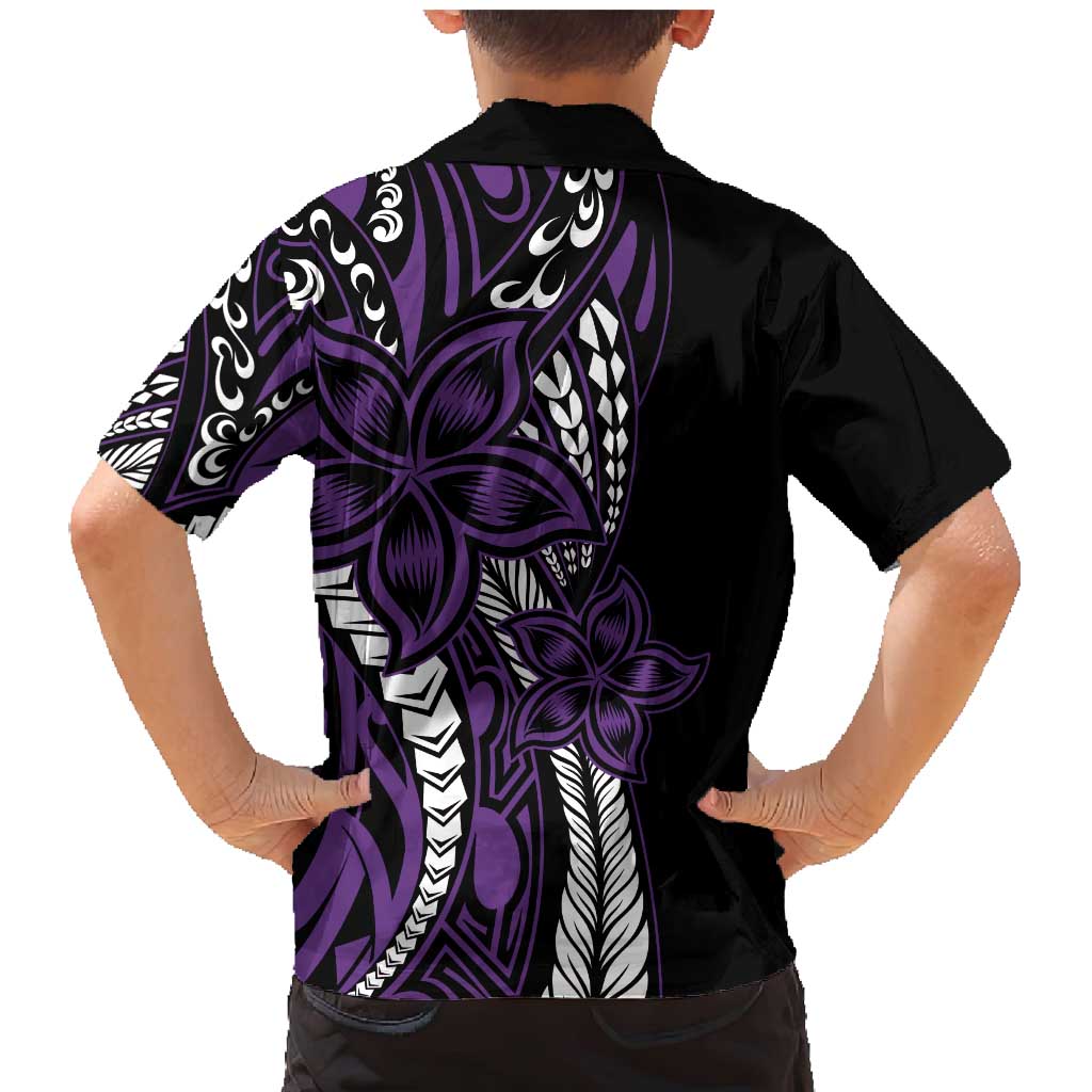 Polynesian Plumeria Floral Tattoo Pattern Family Matching Mermaid Dress and Hawaiian Shirt Purple Style
