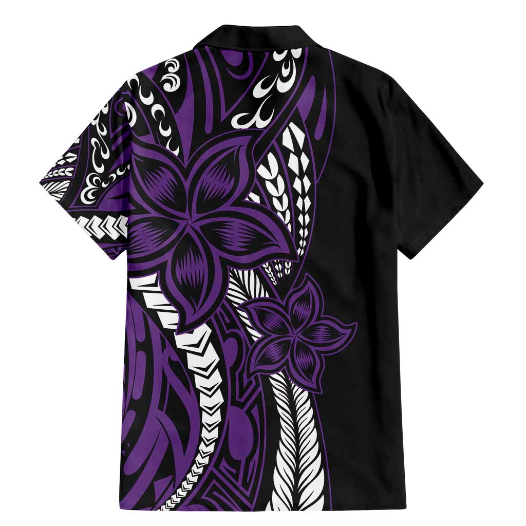 Polynesian Plumeria Floral Tattoo Pattern Family Matching Mermaid Dress and Hawaiian Shirt Purple Style