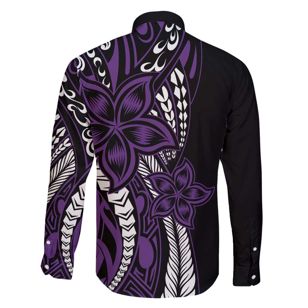 Polynesian Plumeria Floral Tattoo Pattern Family Matching Mermaid Dress and Hawaiian Shirt Purple Style