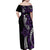 Polynesian Plumeria Floral Tattoo Pattern Family Matching Off Shoulder Maxi Dress and Hawaiian Shirt Purple Style