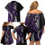 Polynesian Plumeria Floral Tattoo Pattern Family Matching Off Shoulder Short Dress and Hawaiian Shirt Purple Style