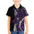 Polynesian Plumeria Floral Tattoo Pattern Family Matching Off Shoulder Short Dress and Hawaiian Shirt Purple Style