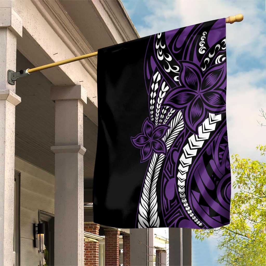 Polynesian Plumeria Floral Tattoo Pattern Garden Flag Purple Style LT9 House Flag Purple - Polynesian Pride