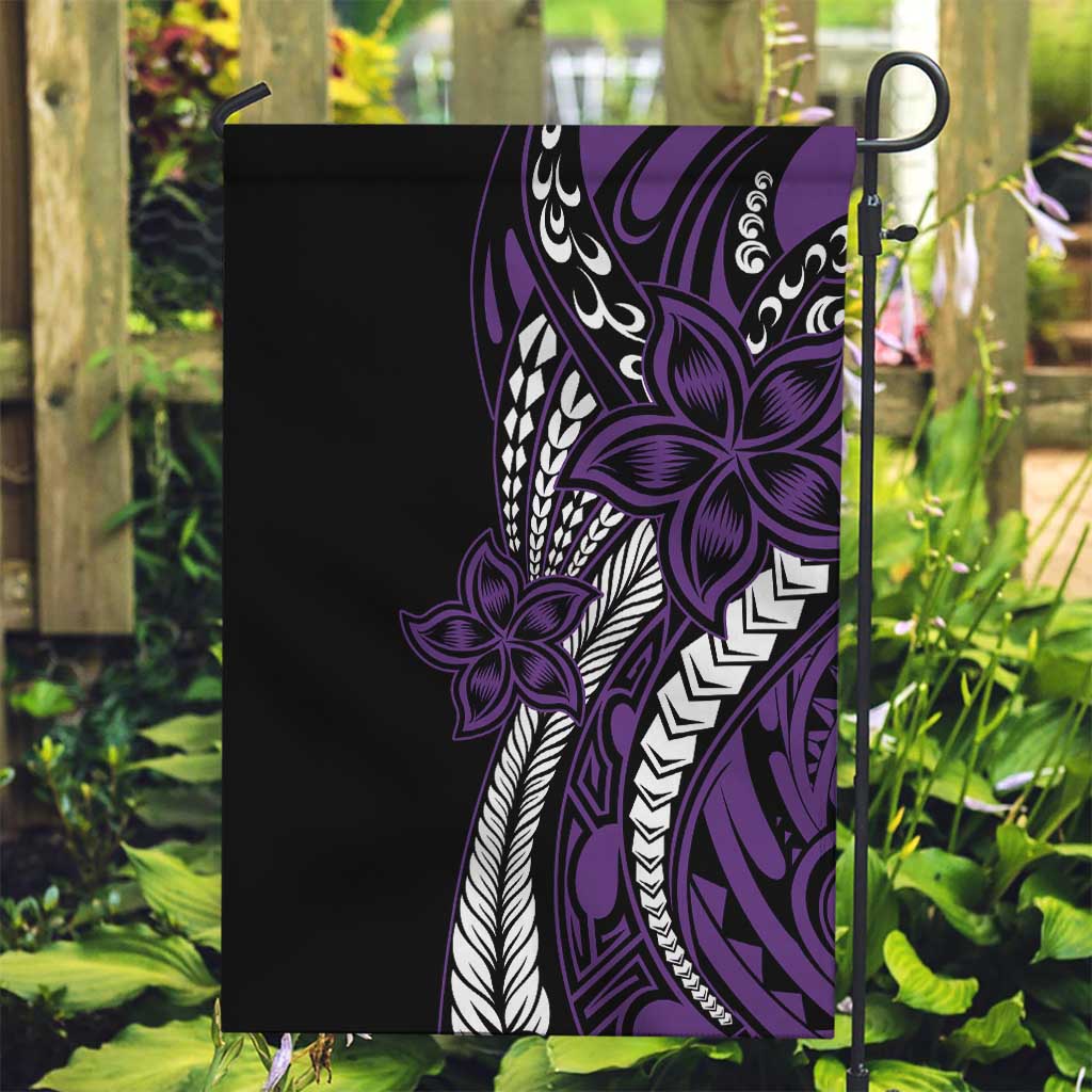 Polynesian Plumeria Floral Tattoo Pattern Garden Flag Purple Style LT9 Garden Flag Purple - Polynesian Pride