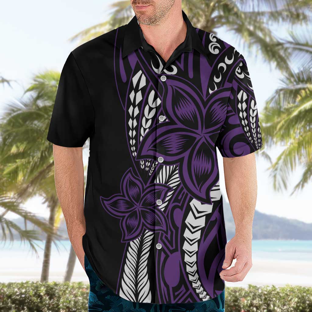 Polynesian Plumeria Floral Tattoo Pattern Hawaiian Shirt Purple Style LT9 - Polynesian Pride