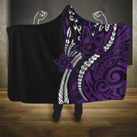 Polynesian Plumeria Floral Tattoo Pattern Hooded Blanket Purple Style LT9 - Polynesian Pride