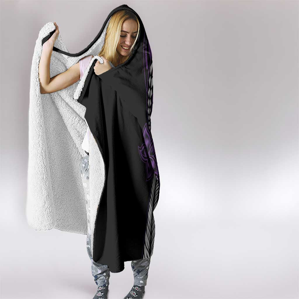 Polynesian Plumeria Floral Tattoo Pattern Hooded Blanket Purple Style LT9 - Polynesian Pride