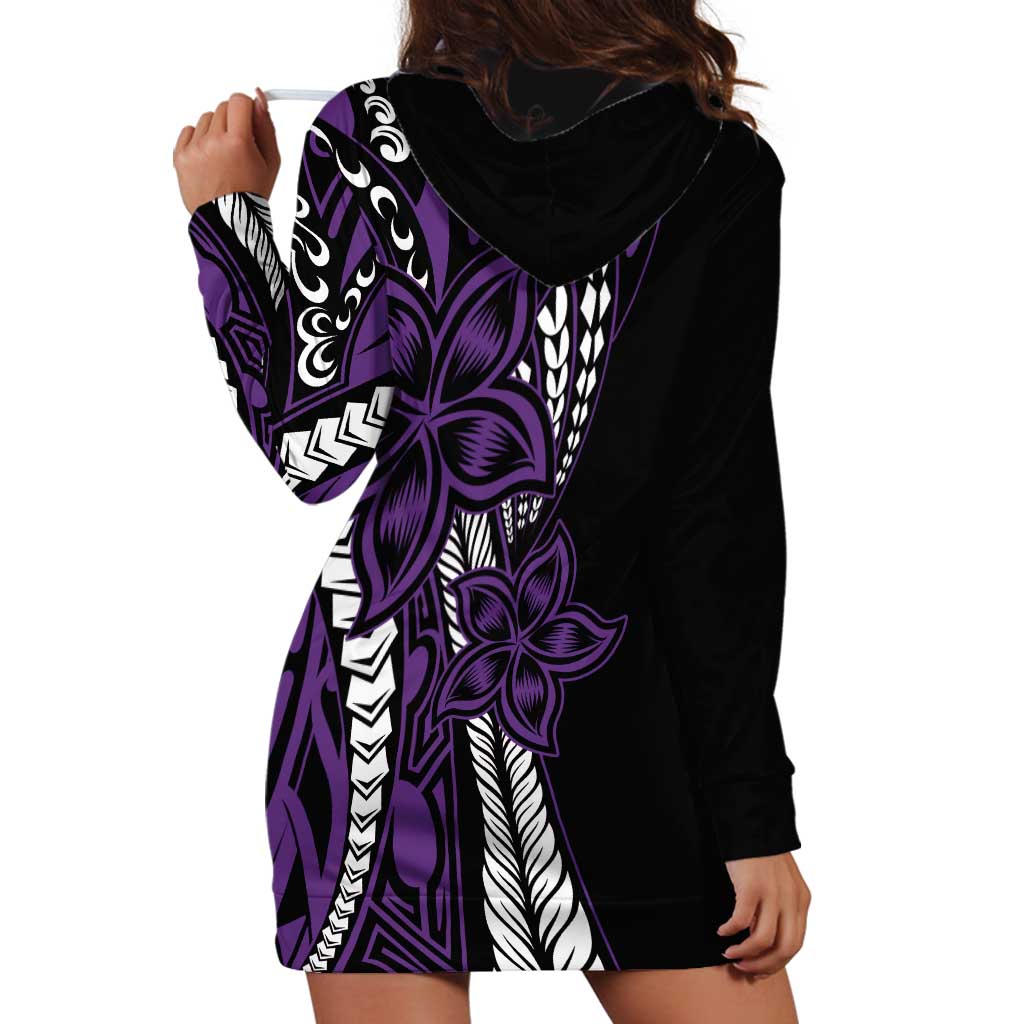 Polynesian Plumeria Floral Tattoo Pattern Hoodie Dress Purple Style LT9 - Polynesian Pride