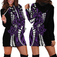 Polynesian Plumeria Floral Tattoo Pattern Hoodie Dress Purple Style LT9 - Polynesian Pride