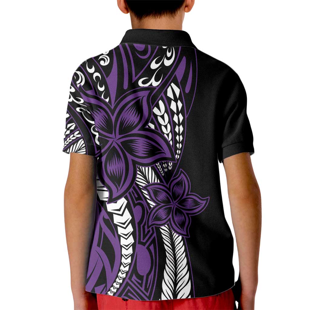 Polynesian Plumeria Floral Tattoo Pattern Kid Polo Shirt Purple Style