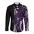 Polynesian Plumeria Floral Tattoo Pattern Long Sleeve Button Shirt Purple Style