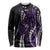 Polynesian Plumeria Floral Tattoo Pattern Long Sleeve Shirt Purple Style