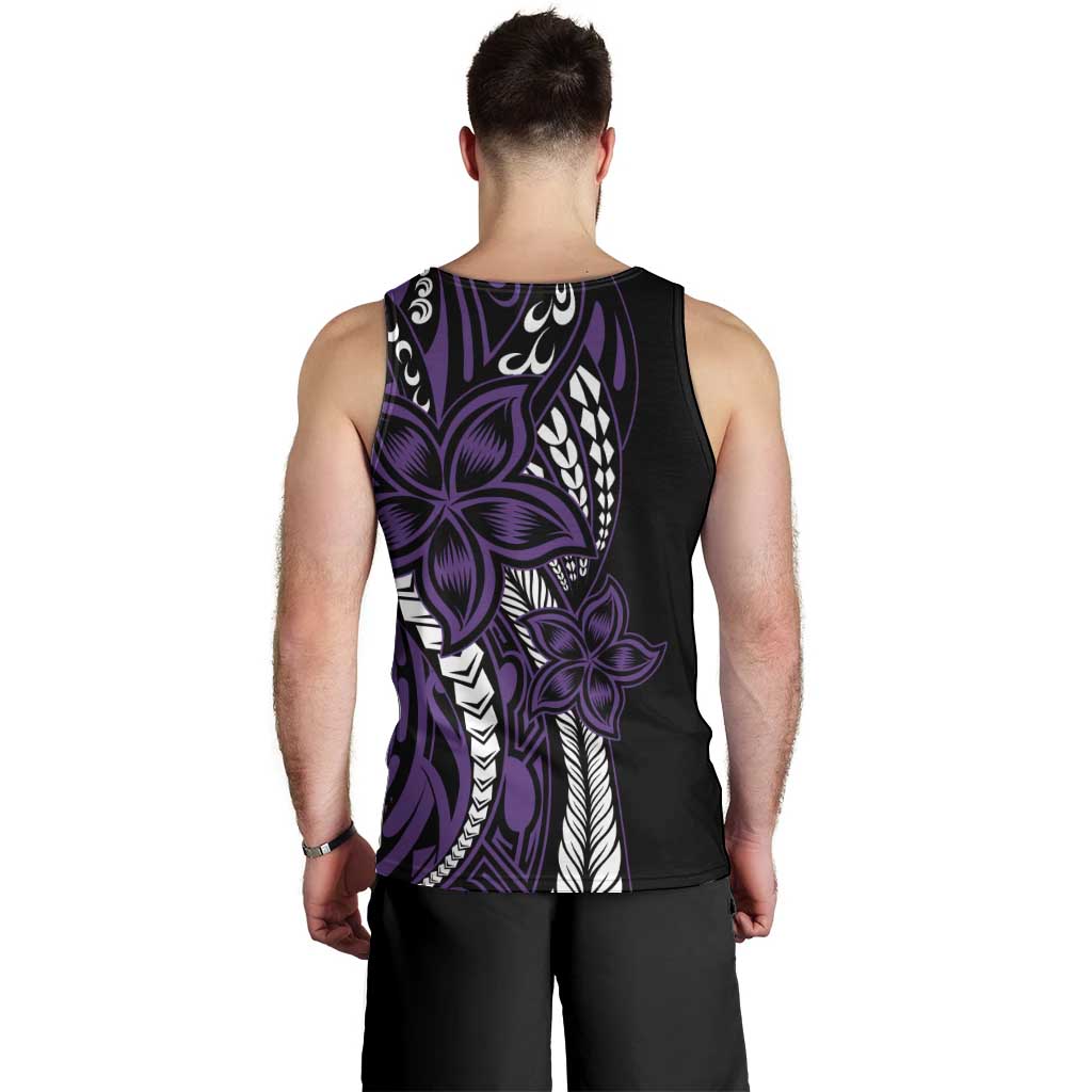 Polynesian Plumeria Floral Tattoo Pattern Men Tank Top Purple Style LT9 - Polynesian Pride
