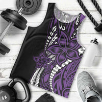 Polynesian Plumeria Floral Tattoo Pattern Men Tank Top Purple Style LT9 - Polynesian Pride