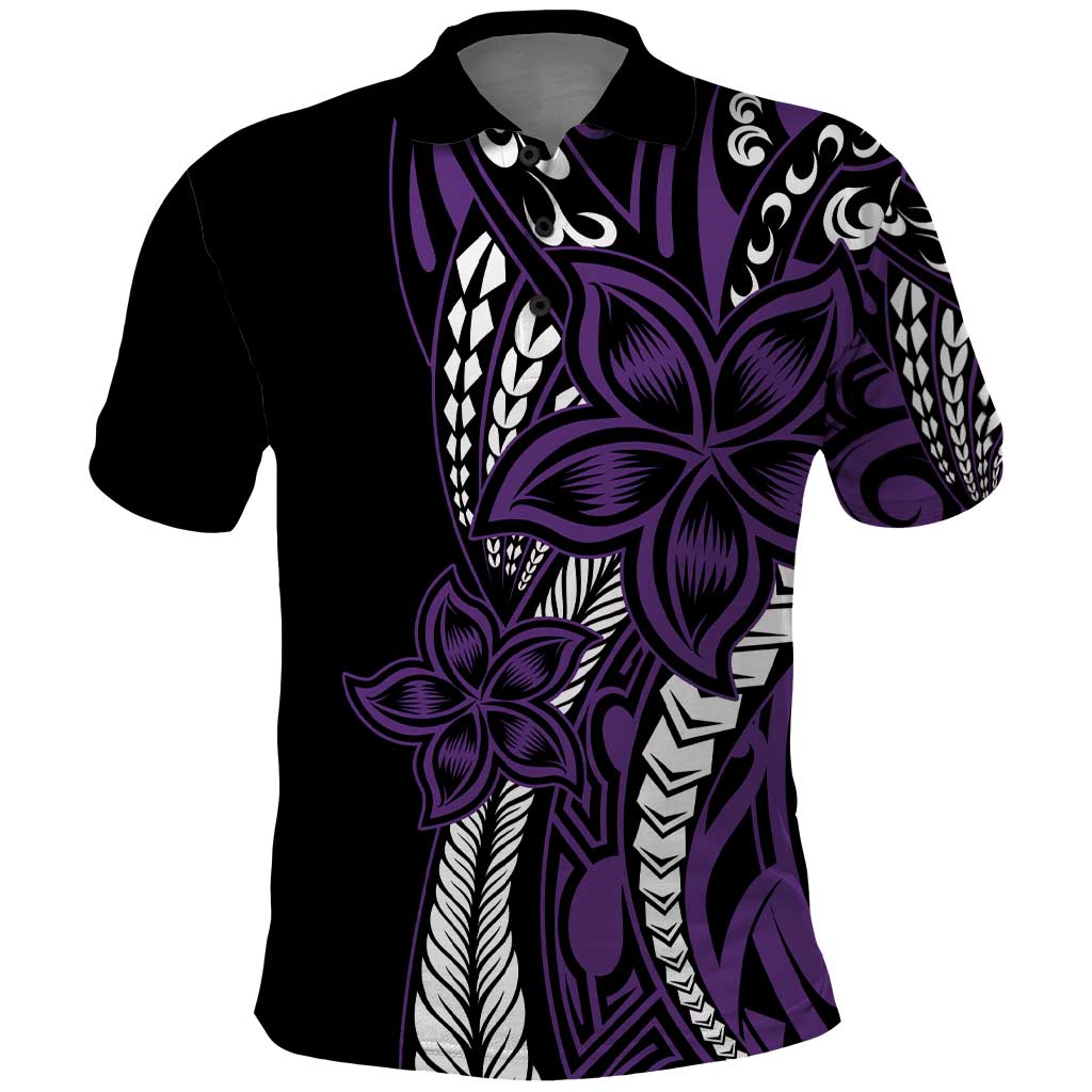 Polynesian Plumeria Floral Tattoo Pattern Polo Shirt Purple Style