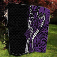 Polynesian Plumeria Floral Tattoo Pattern Quilt Purple Style