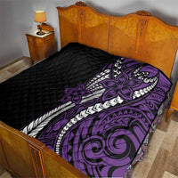 Polynesian Plumeria Floral Tattoo Pattern Quilt Purple Style