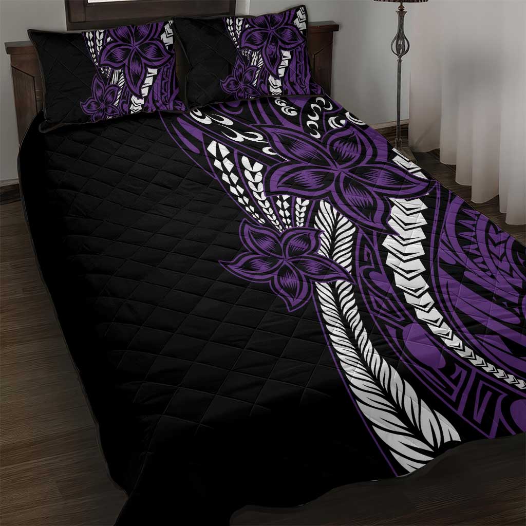 Polynesian Plumeria Floral Tattoo Pattern Quilt Bed Set Purple Style LT9 Purple - Polynesian Pride