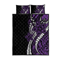 Polynesian Plumeria Floral Tattoo Pattern Quilt Bed Set Purple Style LT9 - Polynesian Pride