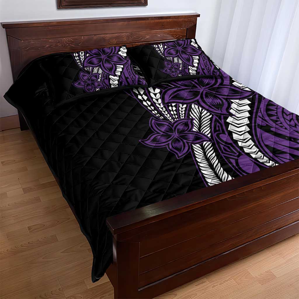 Polynesian Plumeria Floral Tattoo Pattern Quilt Bed Set Purple Style LT9 - Polynesian Pride