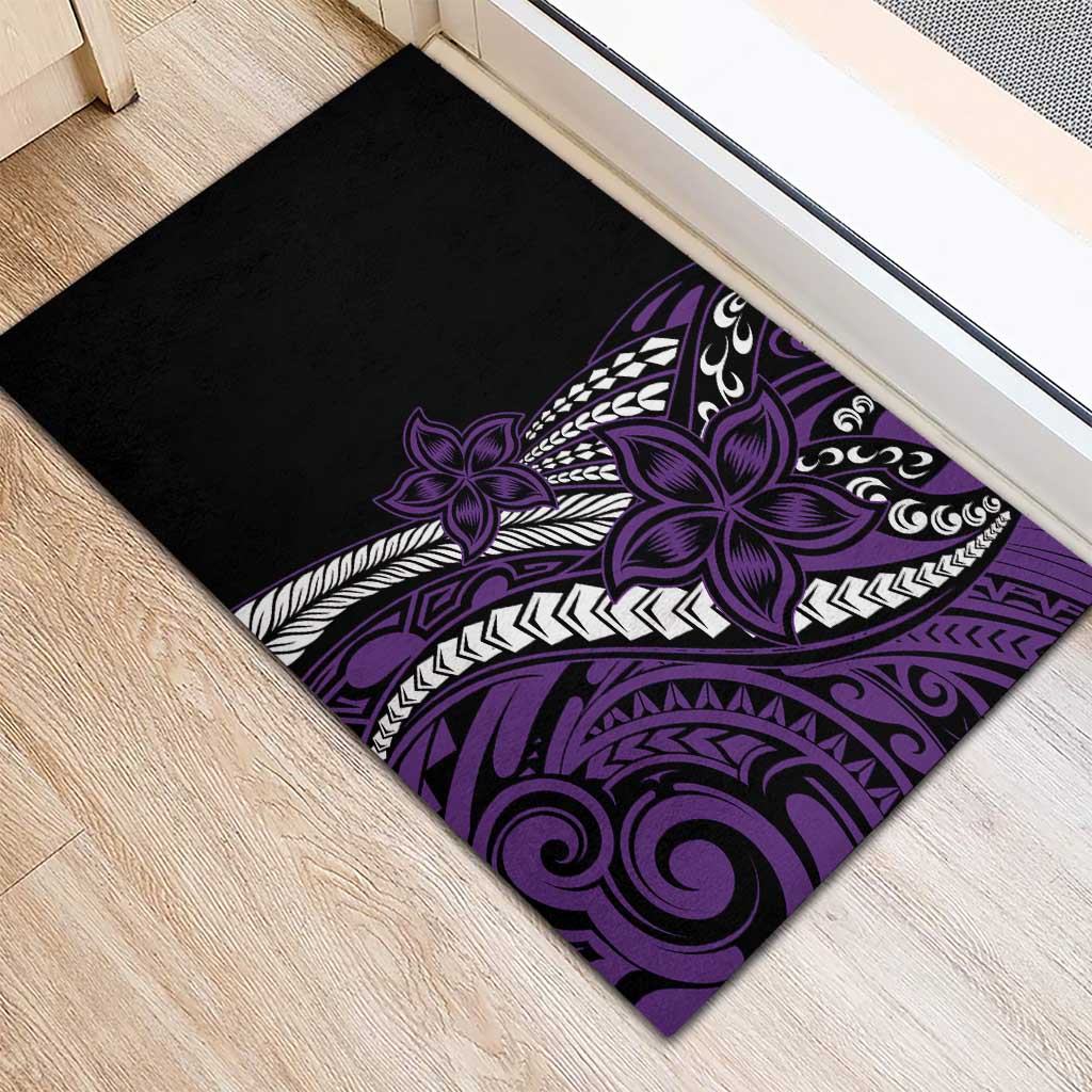 Polynesian Plumeria Floral Tattoo Pattern Rubber Doormat Purple Style LT9 - Polynesian Pride