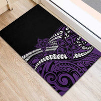 Polynesian Plumeria Floral Tattoo Pattern Rubber Doormat Purple Style LT9 - Polynesian Pride