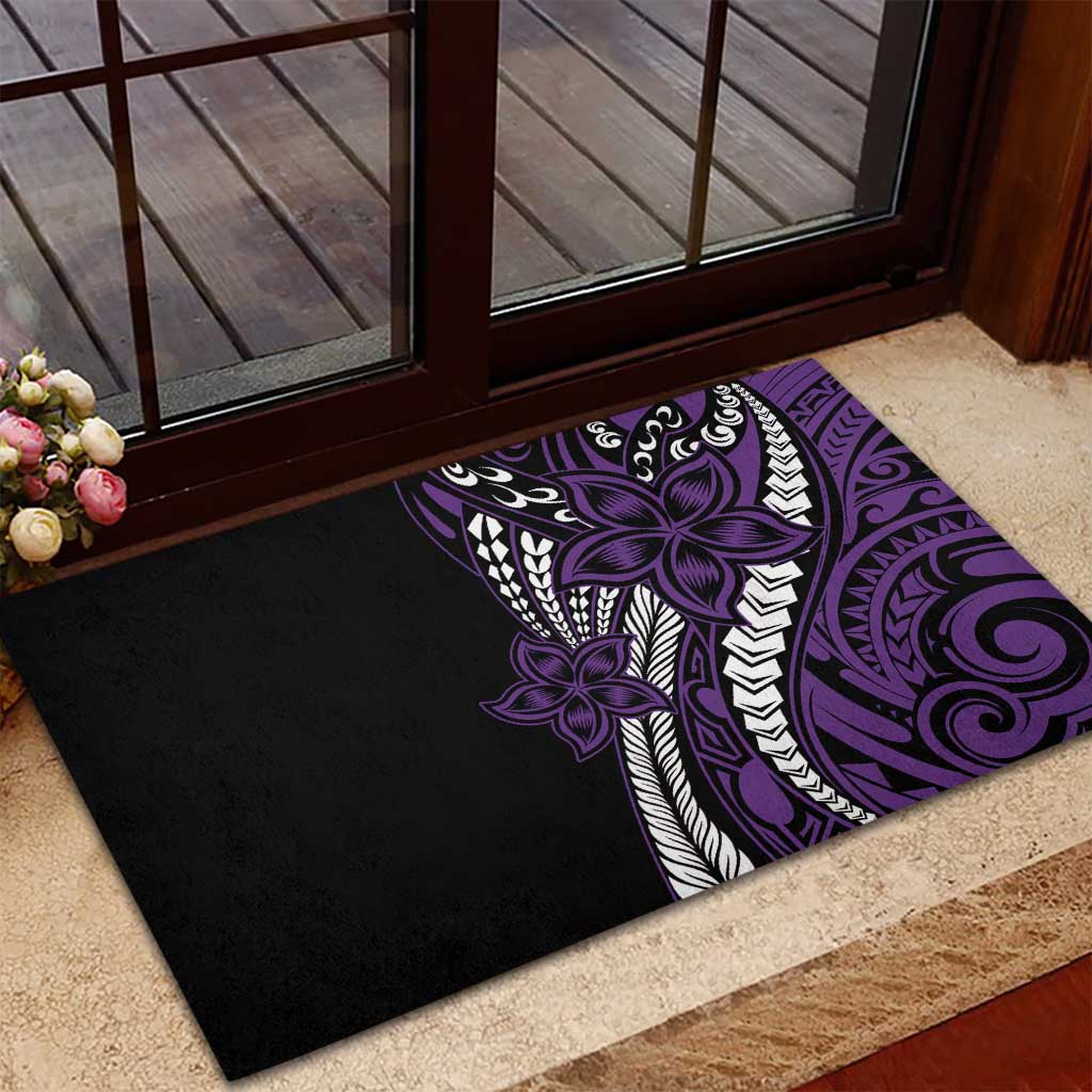 Polynesian Plumeria Floral Tattoo Pattern Rubber Doormat Purple Style LT9 - Polynesian Pride
