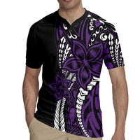 Polynesian Plumeria Floral Tattoo Pattern Rugby Jersey Purple Style