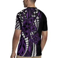 Polynesian Plumeria Floral Tattoo Pattern Rugby Jersey Purple Style
