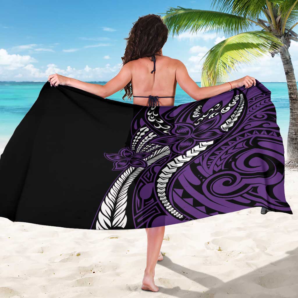 Polynesian Plumeria Floral Tattoo Pattern Sarong Purple Style