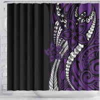 Polynesian Plumeria Floral Tattoo Pattern Shower Curtain Purple Style