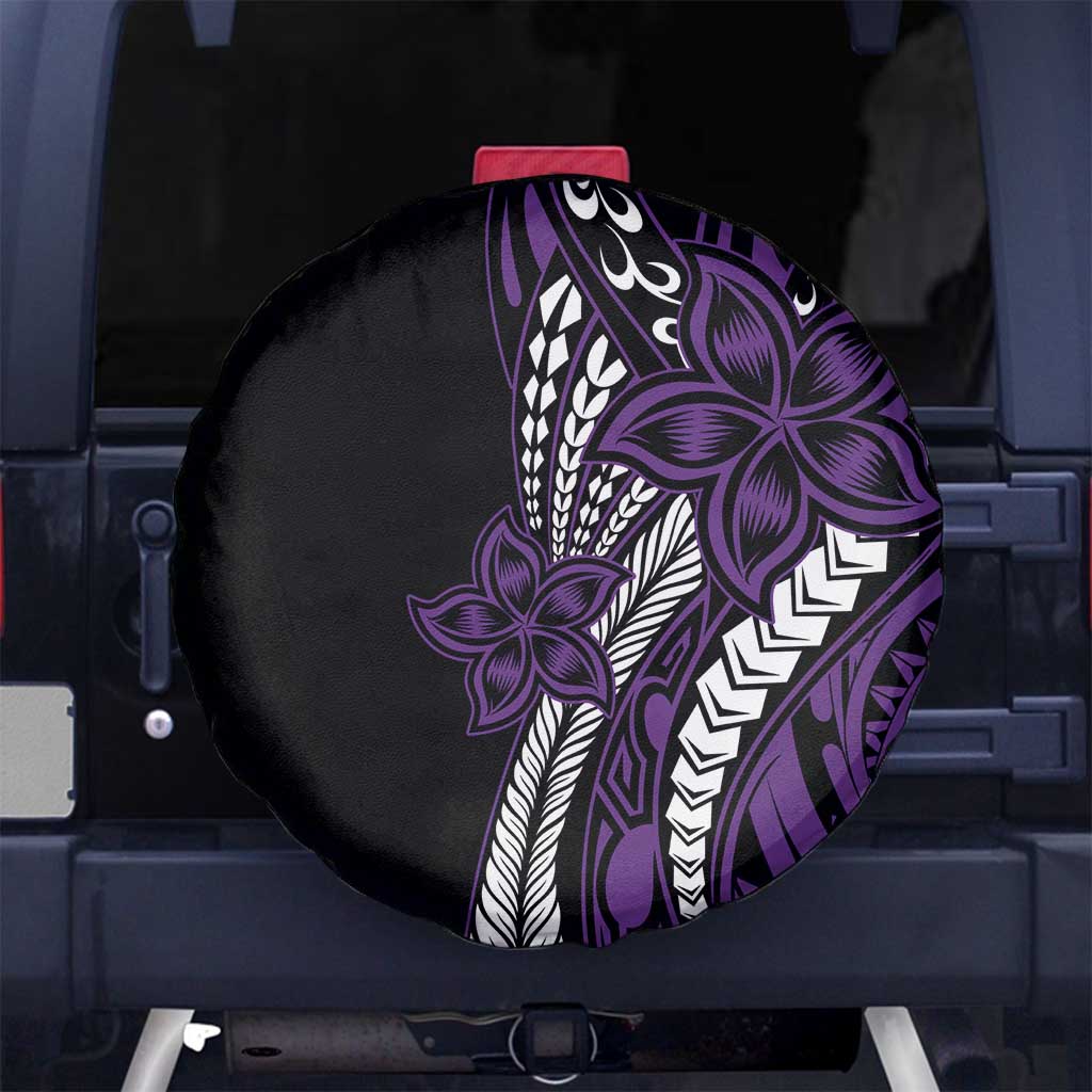 Polynesian Plumeria Floral Tattoo Pattern Spare Tire Cover Purple Style LT9 - Polynesian Pride