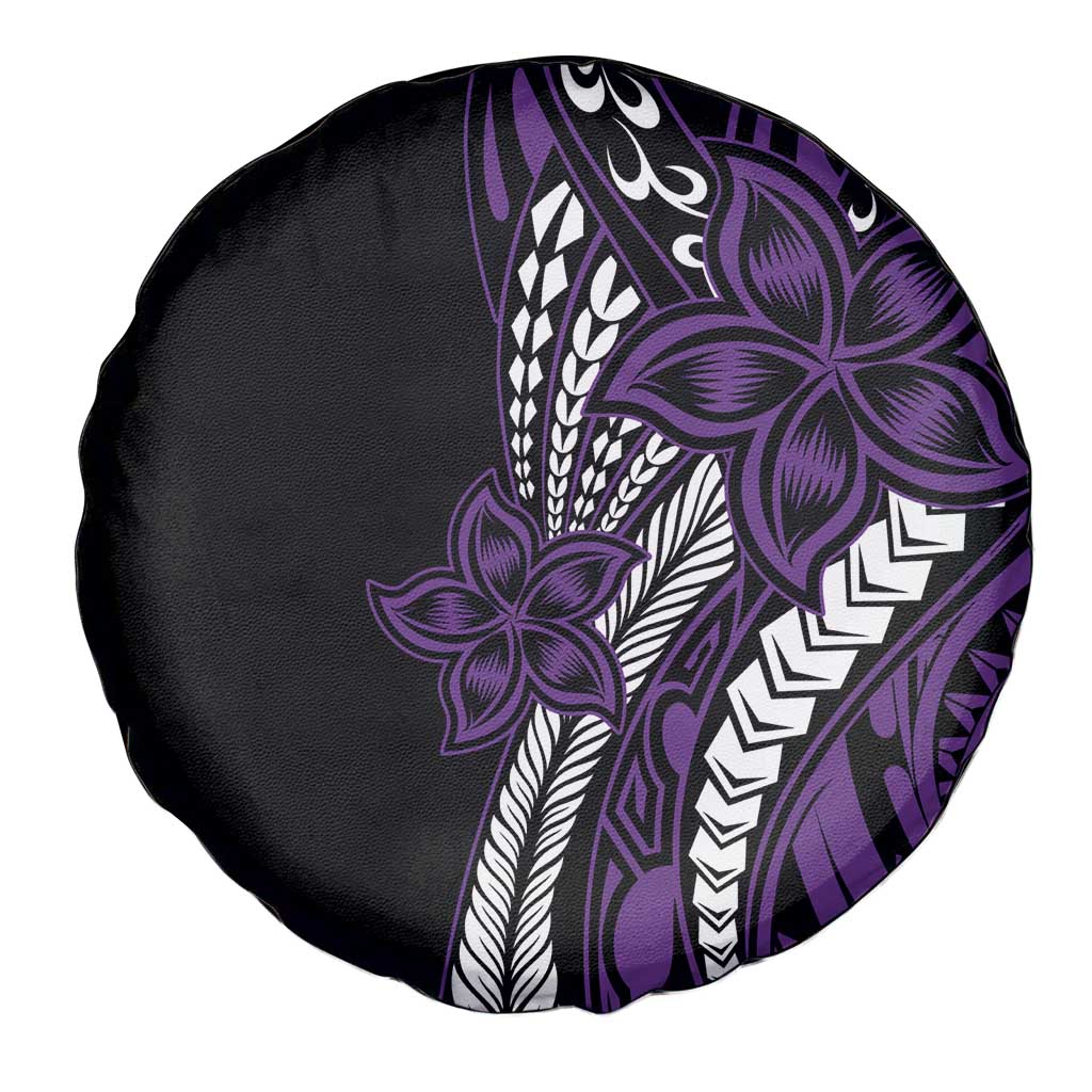 Polynesian Plumeria Floral Tattoo Pattern Spare Tire Cover Purple Style LT9 - Polynesian Pride