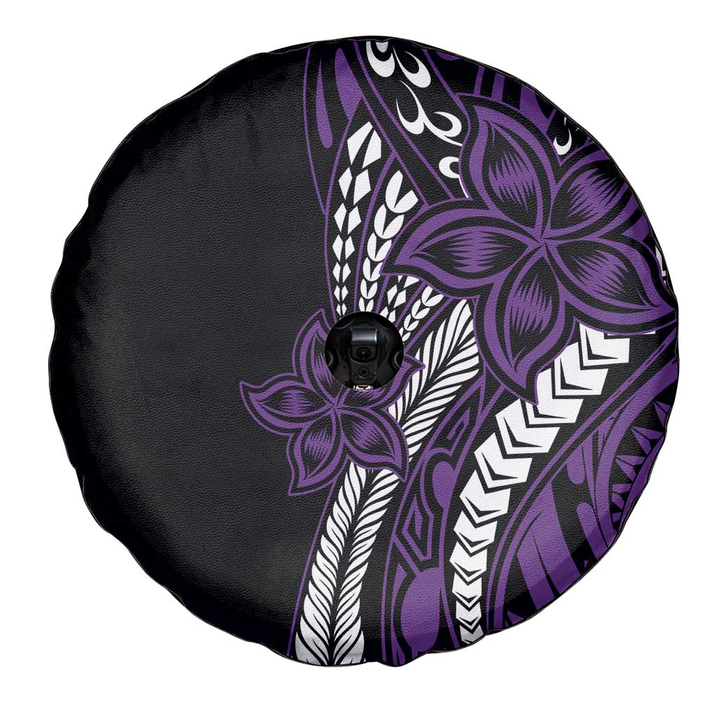 Polynesian Plumeria Floral Tattoo Pattern Spare Tire Cover Purple Style LT9 - Polynesian Pride