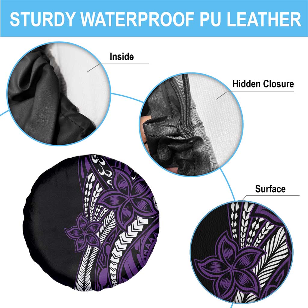 Polynesian Plumeria Floral Tattoo Pattern Spare Tire Cover Purple Style LT9 - Polynesian Pride