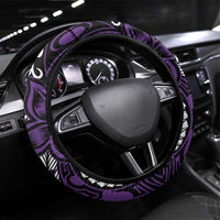 Polynesian Plumeria Floral Tattoo Pattern Steering Wheel Cover Purple Style LT9 Universal Fit Purple - Polynesian Pride