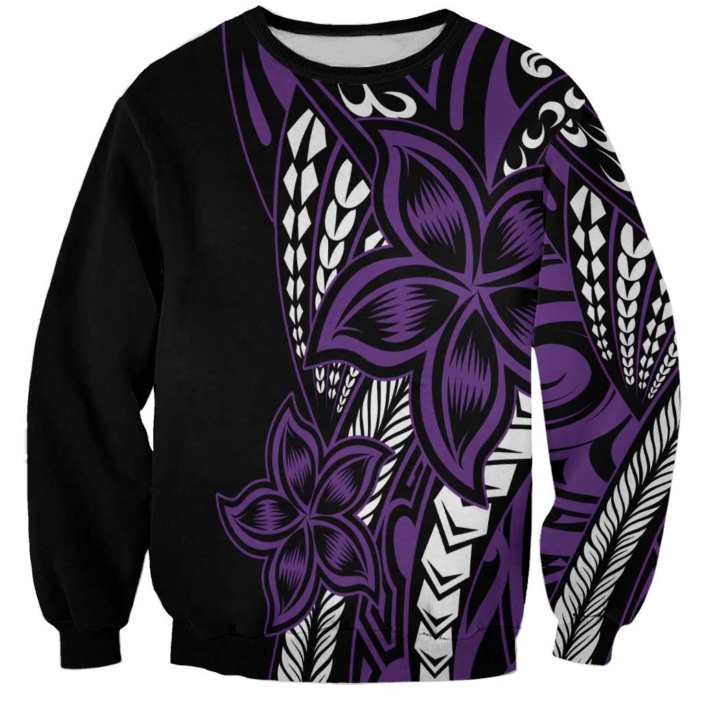 Polynesian Plumeria Floral Tattoo Pattern Sweatshirt Purple Style LT9 Unisex Purple - Polynesian Pride
