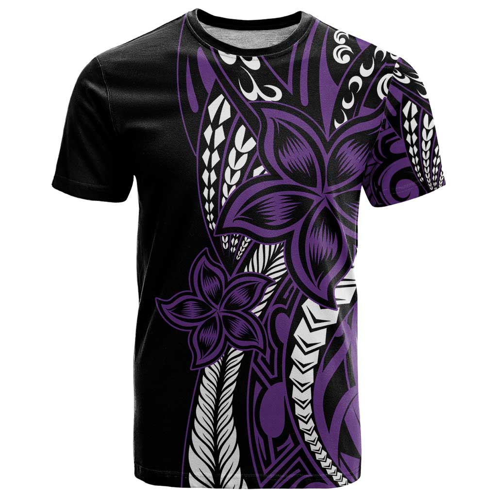 Polynesian Plumeria Floral Tattoo Pattern T Shirt Purple Style