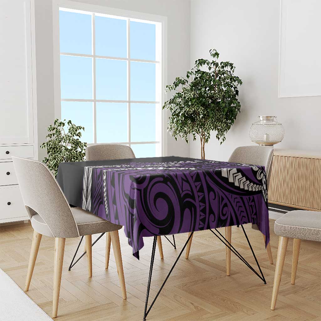 Polynesian Plumeria Floral Tattoo Pattern Tablecloth Purple Style LT9 - Polynesian Pride