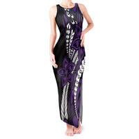 Polynesian Plumeria Floral Tattoo Pattern Tank Maxi Dress Purple Style LT9 Women Purple - Polynesian Pride