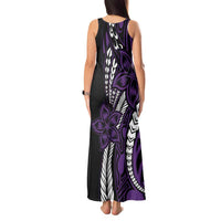 Polynesian Plumeria Floral Tattoo Pattern Tank Maxi Dress Purple Style LT9 - Polynesian Pride