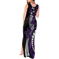 Polynesian Plumeria Floral Tattoo Pattern Tank Maxi Dress Purple Style LT9 - Polynesian Pride