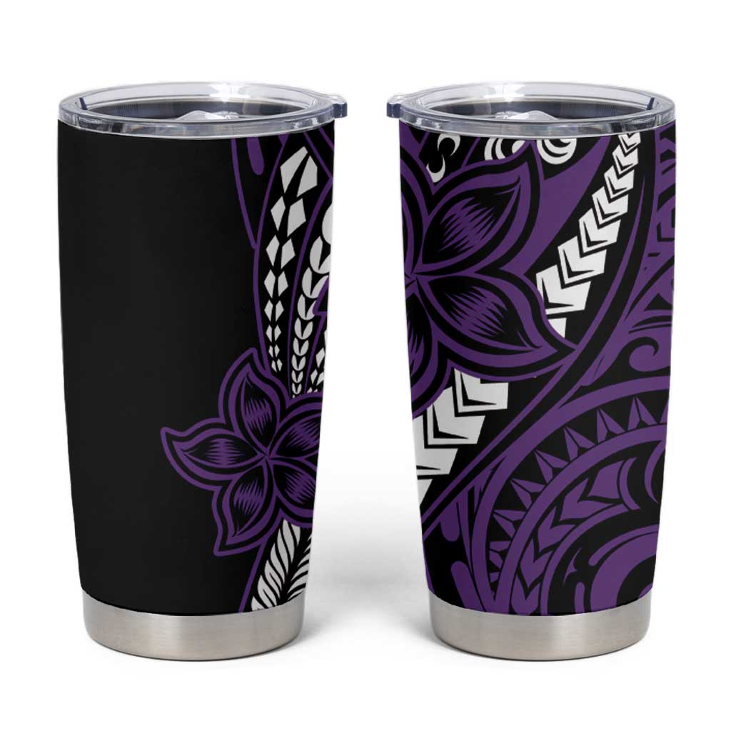 Polynesian Plumeria Floral Tattoo Pattern Tumbler Cup Purple Style LT9 Purple - Polynesian Pride